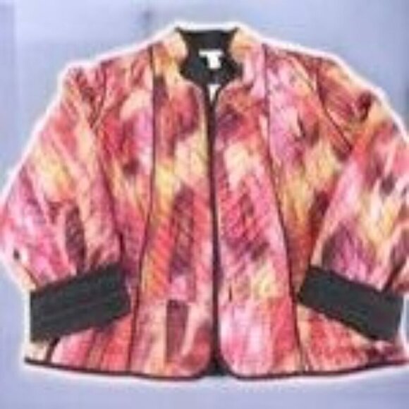 Chicos Womens Reversible Quilted Callie Hyper Pink Abstract Jacket NEW Small/4 - Picture 5 of 10